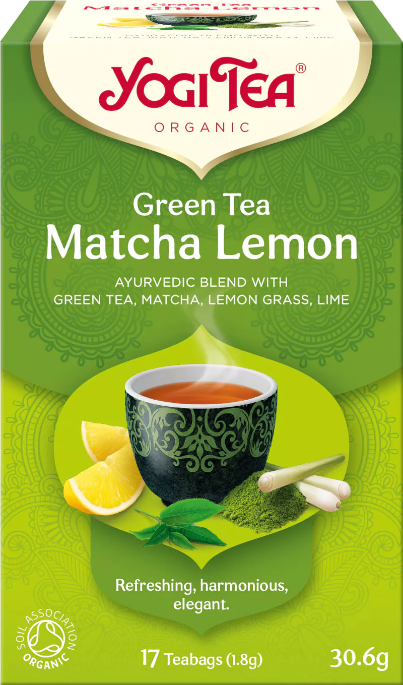 Чай в пакетиках Yogi Tea Green Tea Matcha Lemon Матча, лемонграсс, лайм, 17 пакетиков