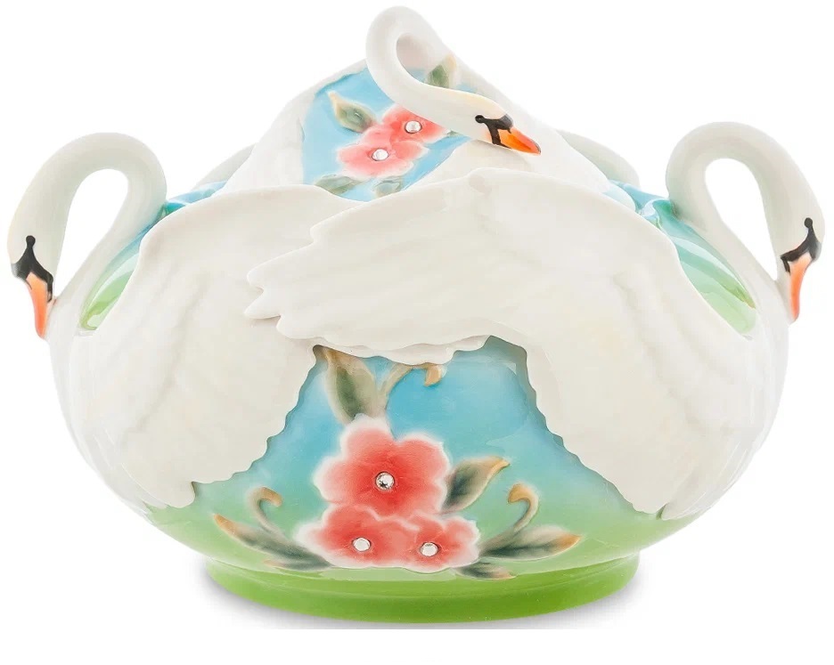 

Супница Белые лебеди, Белый;голубой;розовый