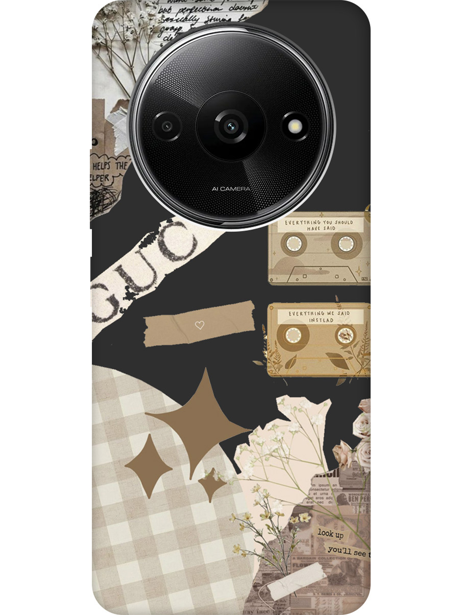 

Силиконовый чехол на Xiaomi Redmi A3 с рисунком "GUCCI Stickers" Soft Touch черный, Черный;белый, 20012119