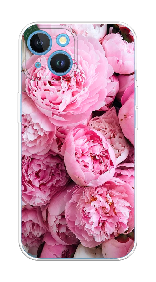 

Чехол на Apple iPhone 15 "Розовые пионы", Бежевый;розовый, 15550-1