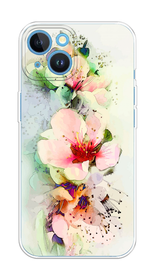 

Чехол на Apple iPhone 15 "Нежные цветы", Зеленый;розовый, 15550-1