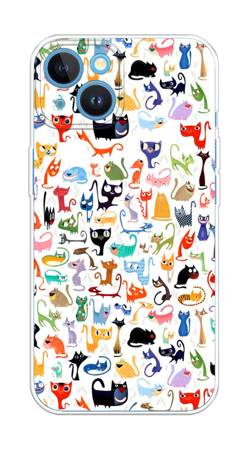 

Чехол на Apple iPhone 15 "Цветные коты", Разноцветный, 15550-1