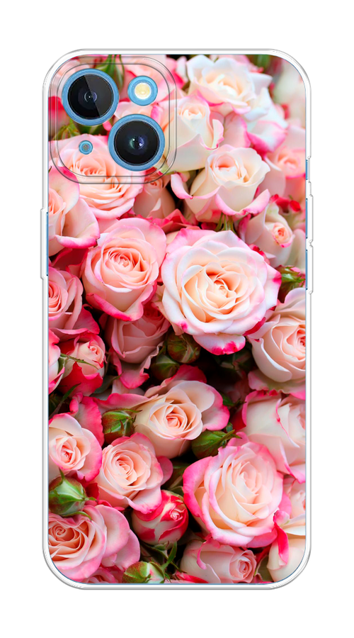 

Чехол на Apple iPhone 15 "Много роз", Розовый, 15550-1
