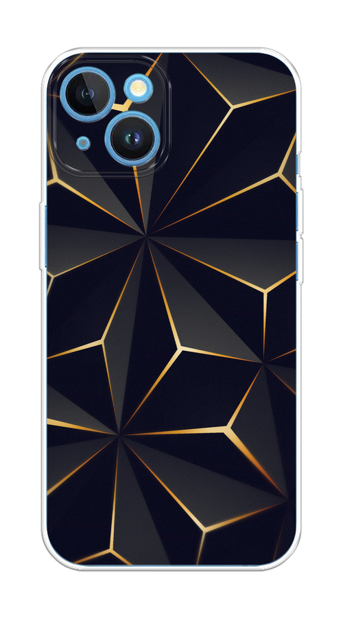 

Чехол на Apple iPhone 15 "Черные полигоны", Золотистый;черный, 15550-1