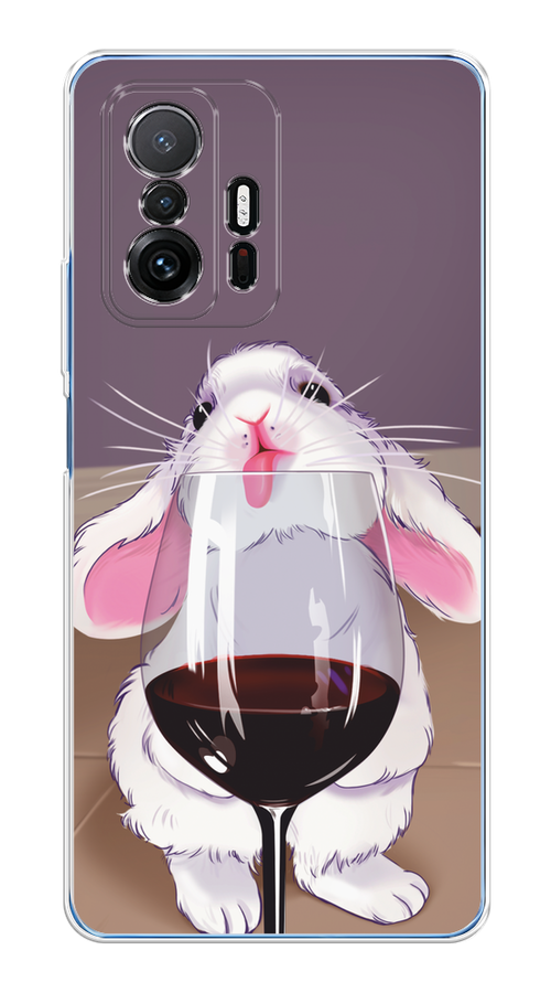 

Чехол на Xiaomi Mi 11T/11T Pro "Кролик с бокалом", Белый;розовый;красный, 311250-1