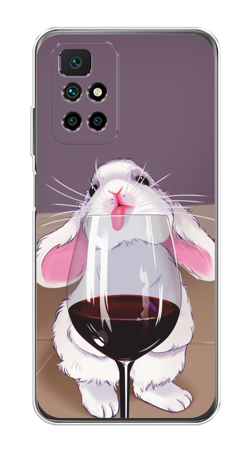 

Чехол на Xiaomi Redmi 10 "Кролик с бокалом", Белый;розовый;красный, 311350-1