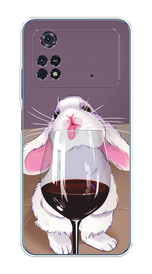 

Чехол на Poco M4 Pro 4G "Кролик с бокалом", Белый;розовый;красный, 313050-1
