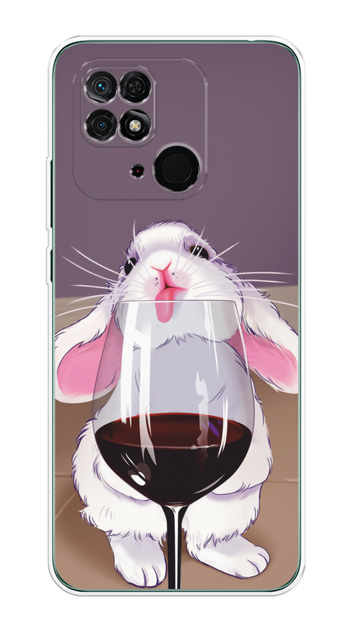 

Чехол на Xiaomi Redmi 10C "Кролик с бокалом", Белый;розовый;красный, 313450-1