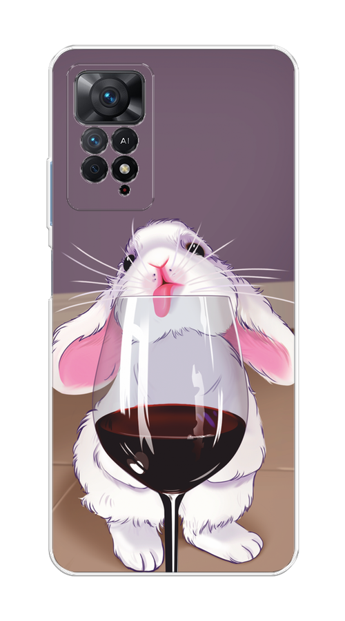 

Чехол на Xiaomi Redmi Note 11 Pro/11 Pro 5G/11E Pro/12 Pro 4G "Кролик с бокалом", Белый;розовый;красный, 315650-1