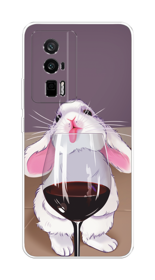 

Чехол на Xiaomi Redmi K60, Poco F5 Pro "Кролик с бокалом", Белый;розовый;красный, 318850-1