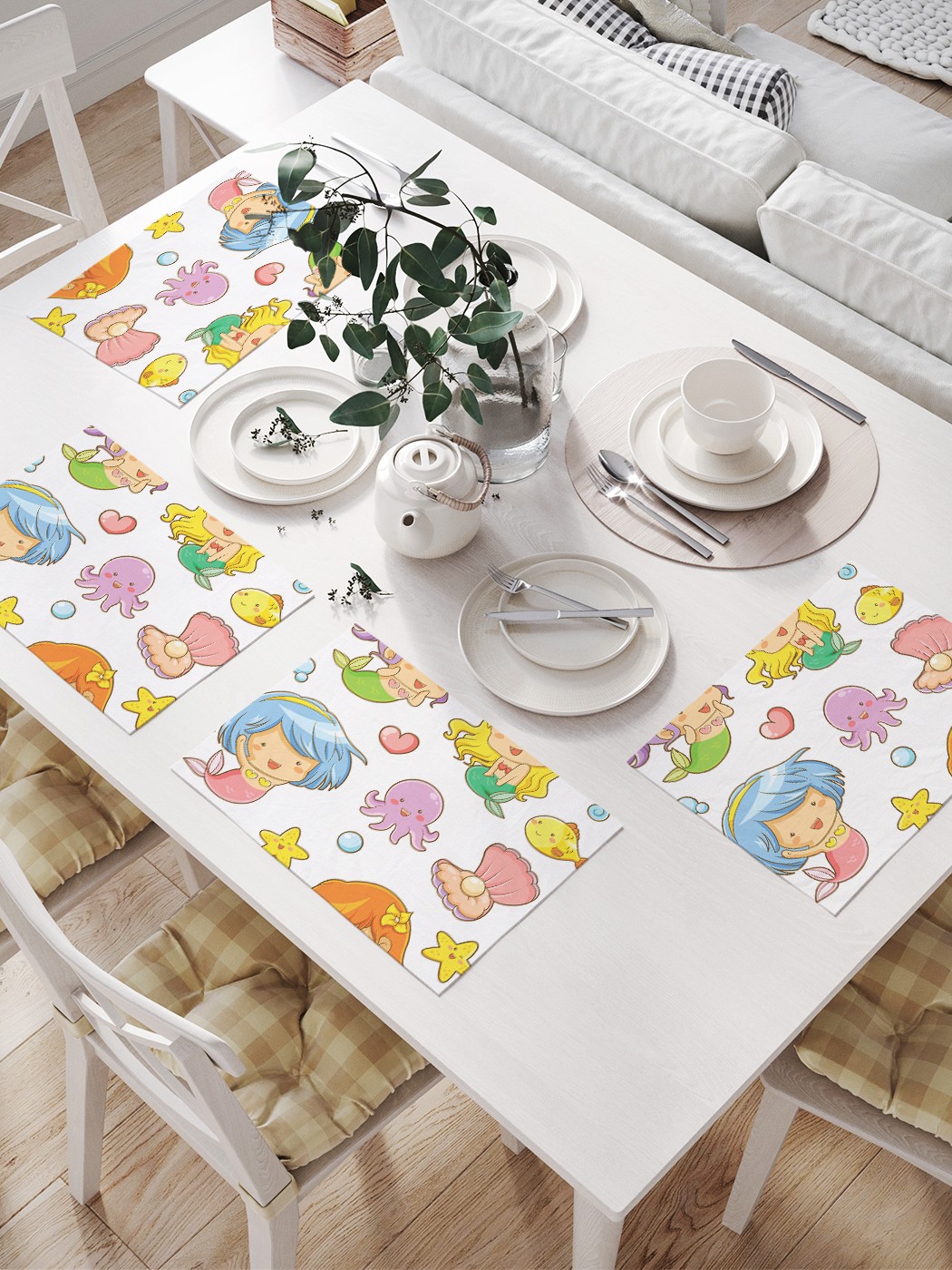 

Комплект салфеток JoyArty "Милые русалочки" для сервировки стола (32х46 см, 4 шт.), Милые русалочки