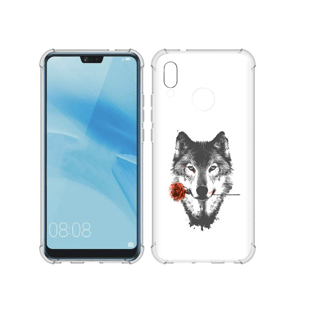 

Чехол MyPads Tocco для Huawei P20 Lite волк с розой (PT130405.51.270), Прозрачный, Tocco