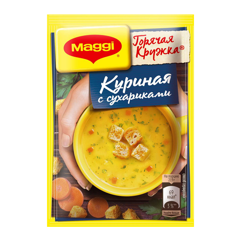 Суп Maggi Горячая кружка куриный с сухариками быстрого приготовления 19 г