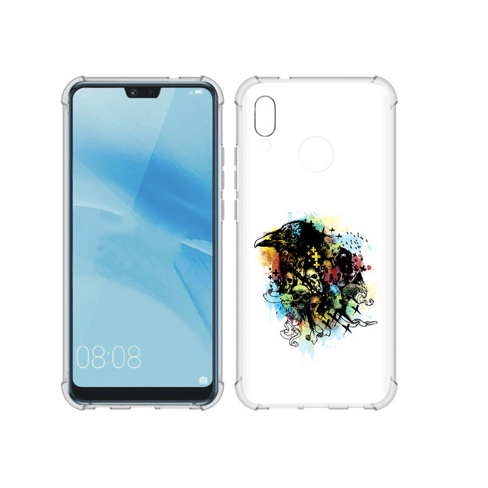 

Чехол MyPads Tocco для Huawei P20 Lite ворон и черепа (PT130405.51.273), Прозрачный, Tocco