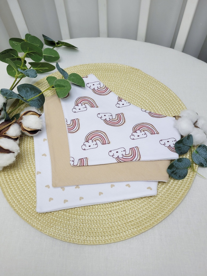 Нагрудники непромокаемые Розовые радуги 3шт