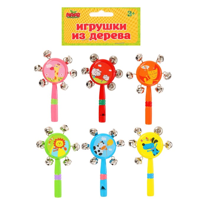 

Погремушка с бубенцами Веселые зверушки, МИКС