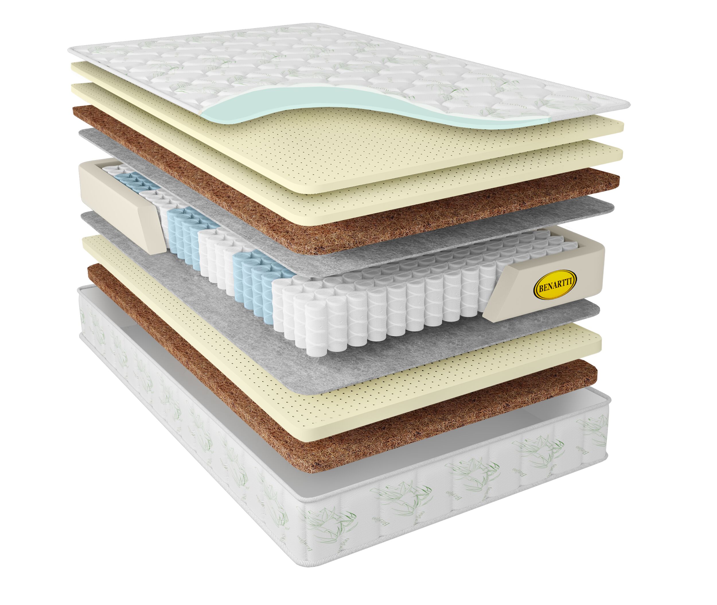 

Матрас Benartti Memory Dream Mega Cocos Duo S1200 140х200, Бежевый;белый;серый;серебристый, Memory Mega Cocos Duo S1200