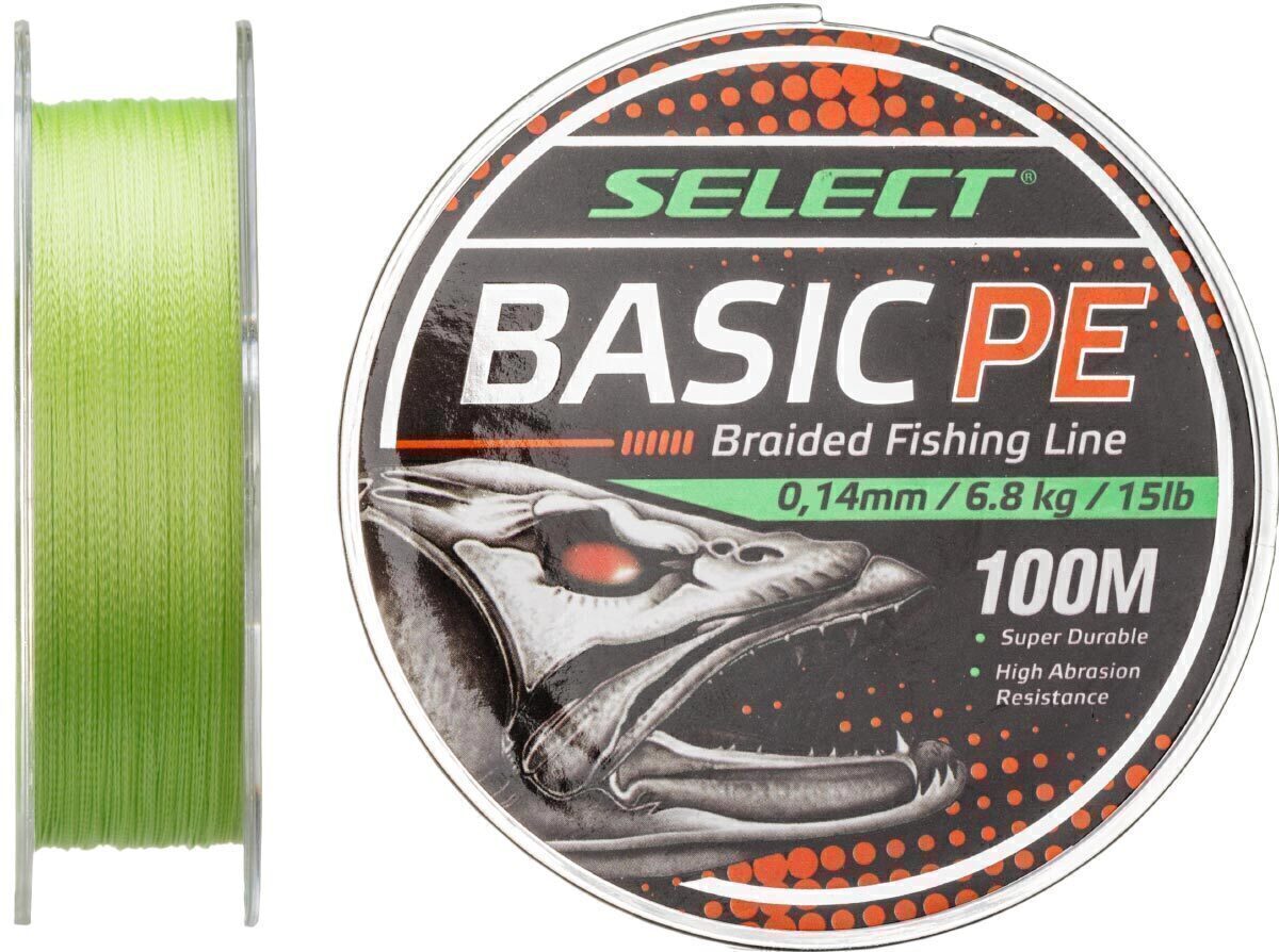 Шнур Select Basic PE 4x 100m светло-зелёный 0.10mm 10LB 4.8kg