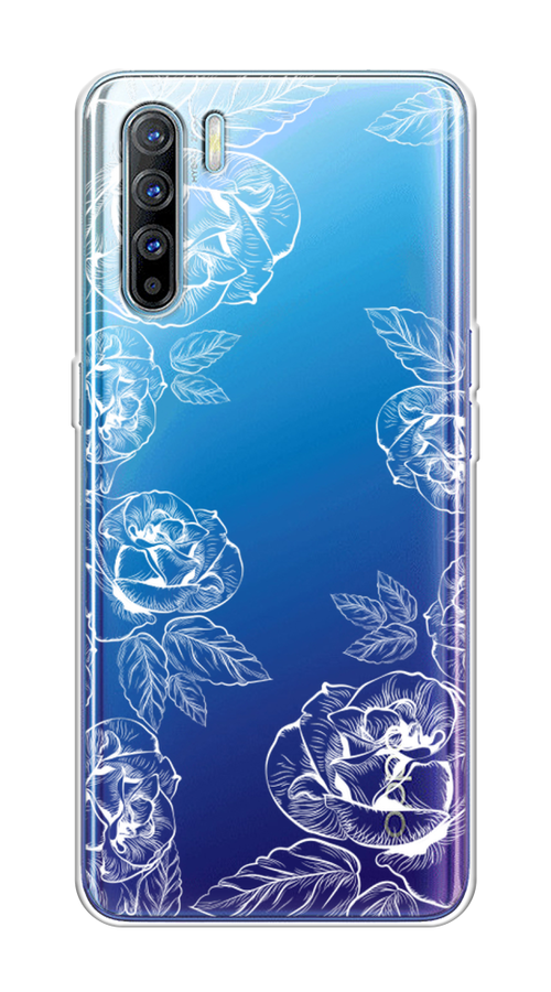 

Чехол на Oppo A91/Reno 3 "Розы графика", Черный;серый, 252450-1