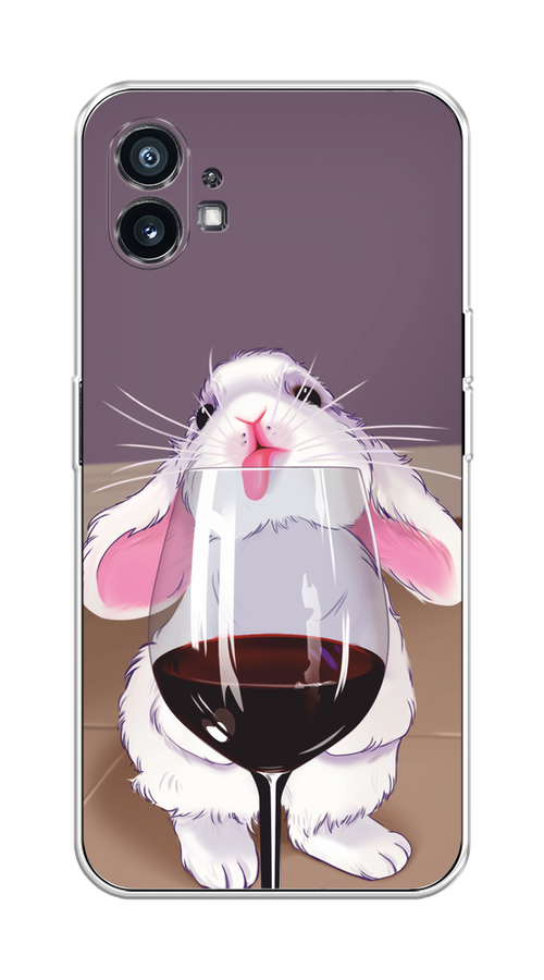 

Чехол на Nothing Phone (1) "Кролик с бокалом", Белый;розовый;красный, 3300150-1