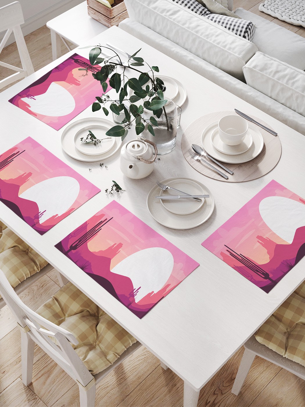 

Комплект салфеток JoyArty "Луна в пустыне" для сервировки стола (32х46 см, 4 шт.), Розовый, Луна в пустыне