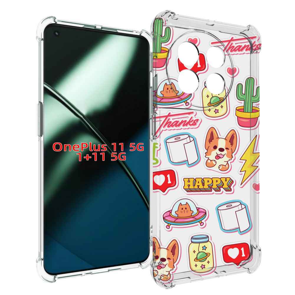 

Чехол MyPads милые-стикеры-корги для OnePlus 11, Прозрачный, Tocco