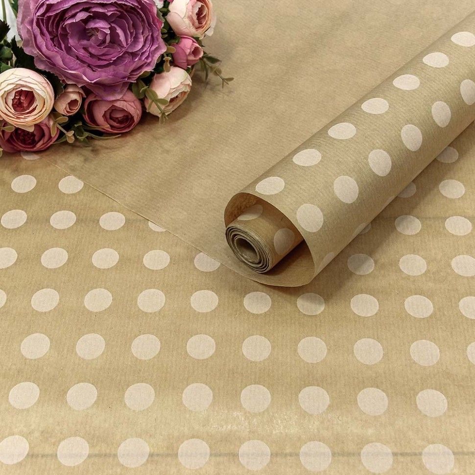 Упаковочная бумага Дон Баллон 36333 Точки, Белый, 1 шт 0,7х10