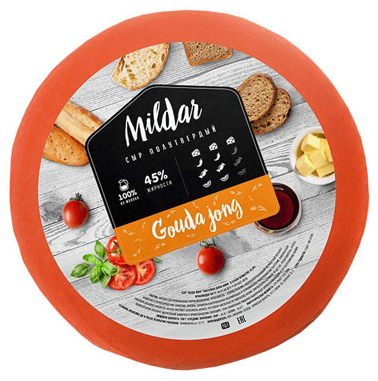 

Сыр полутвердый Mildar Gouda jong 45%