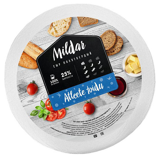 

Сыр полутвердый Mildar Atleete toidu 25%