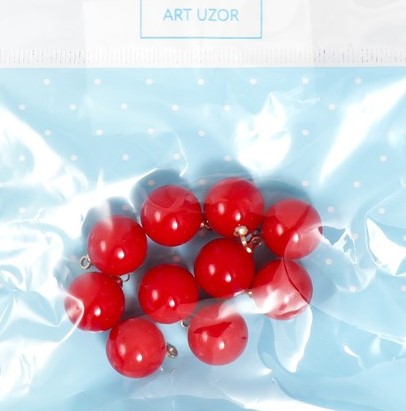 фото Арт узор декор для творчества пластик бордовый шарик с петелькой набор 10 шт 1,4х1,4х1,4