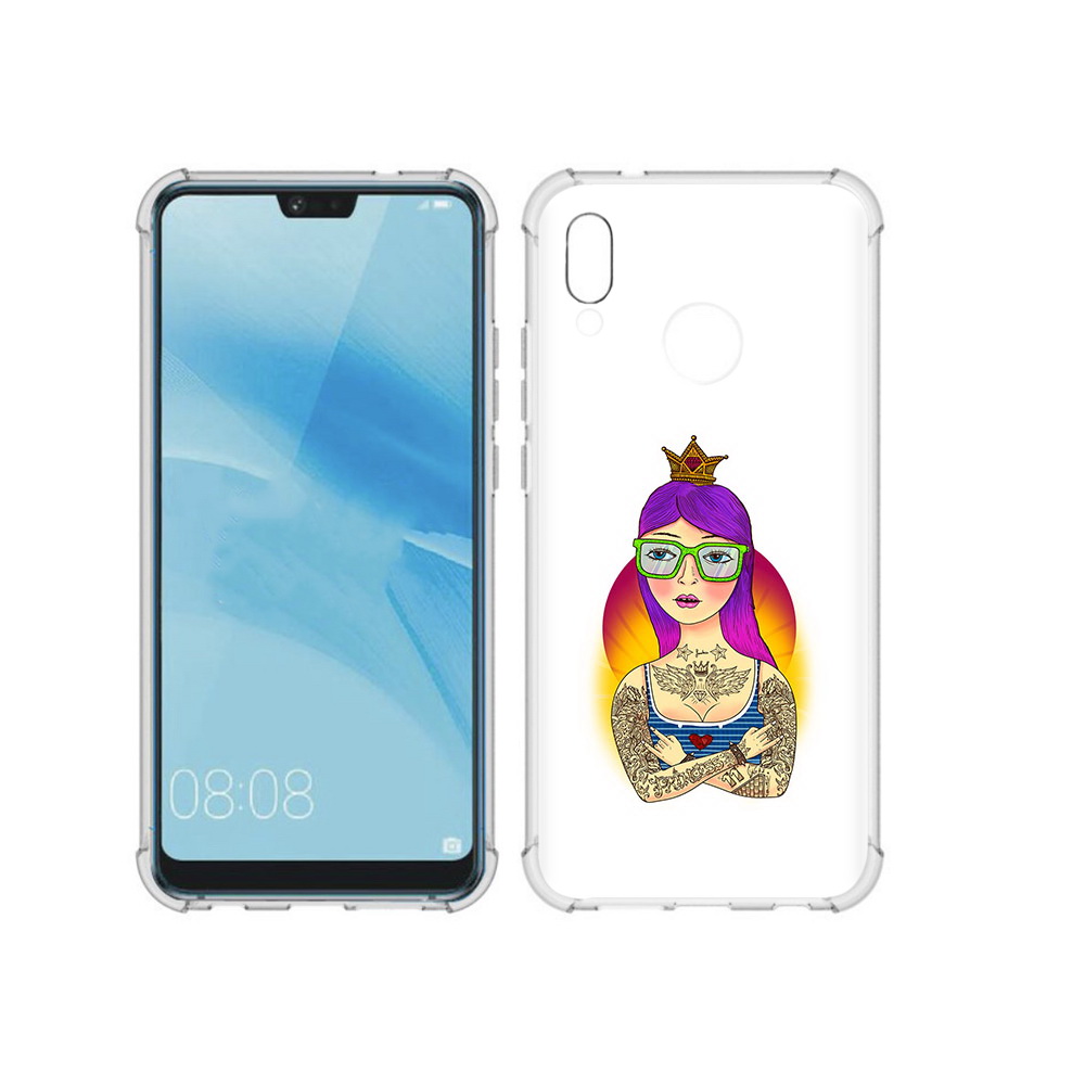 

Чехол MyPads Tocco для Huawei P20 Lite девушка в татуировках с короной (PT130405.51.305), Прозрачный, Tocco