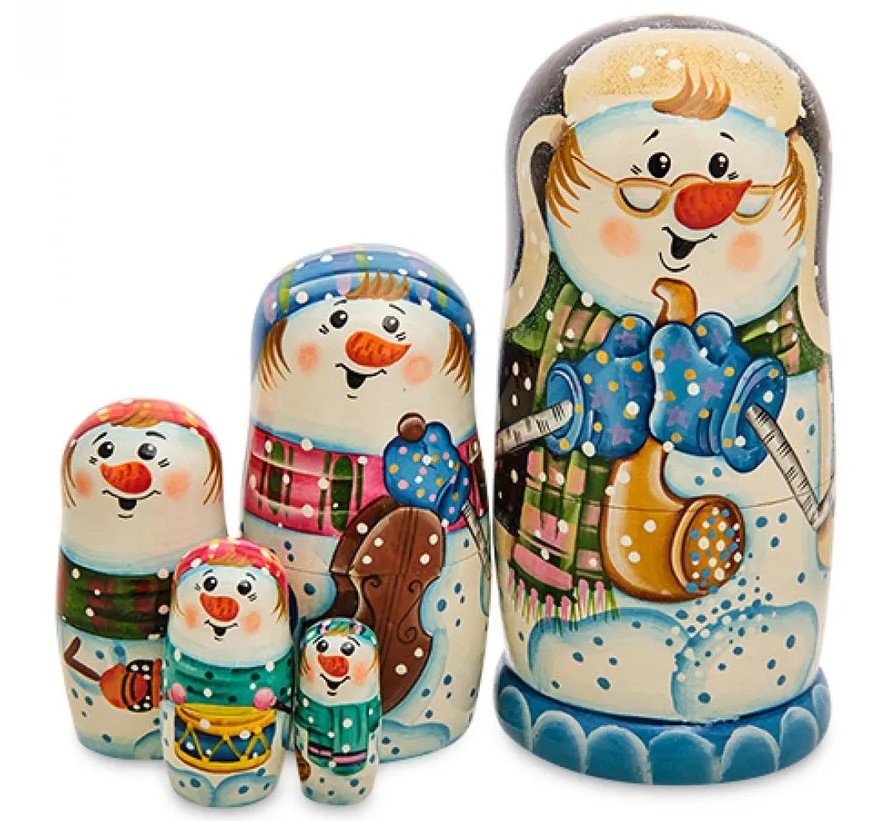 

Матрешка Снеговик с трубкой