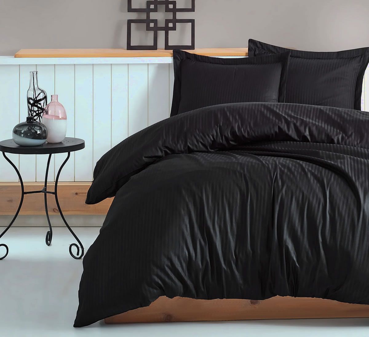 

Простыня Maktex из тенселя 180x220 60S Чёрный Страйп 1х1, Простыни из тенселя