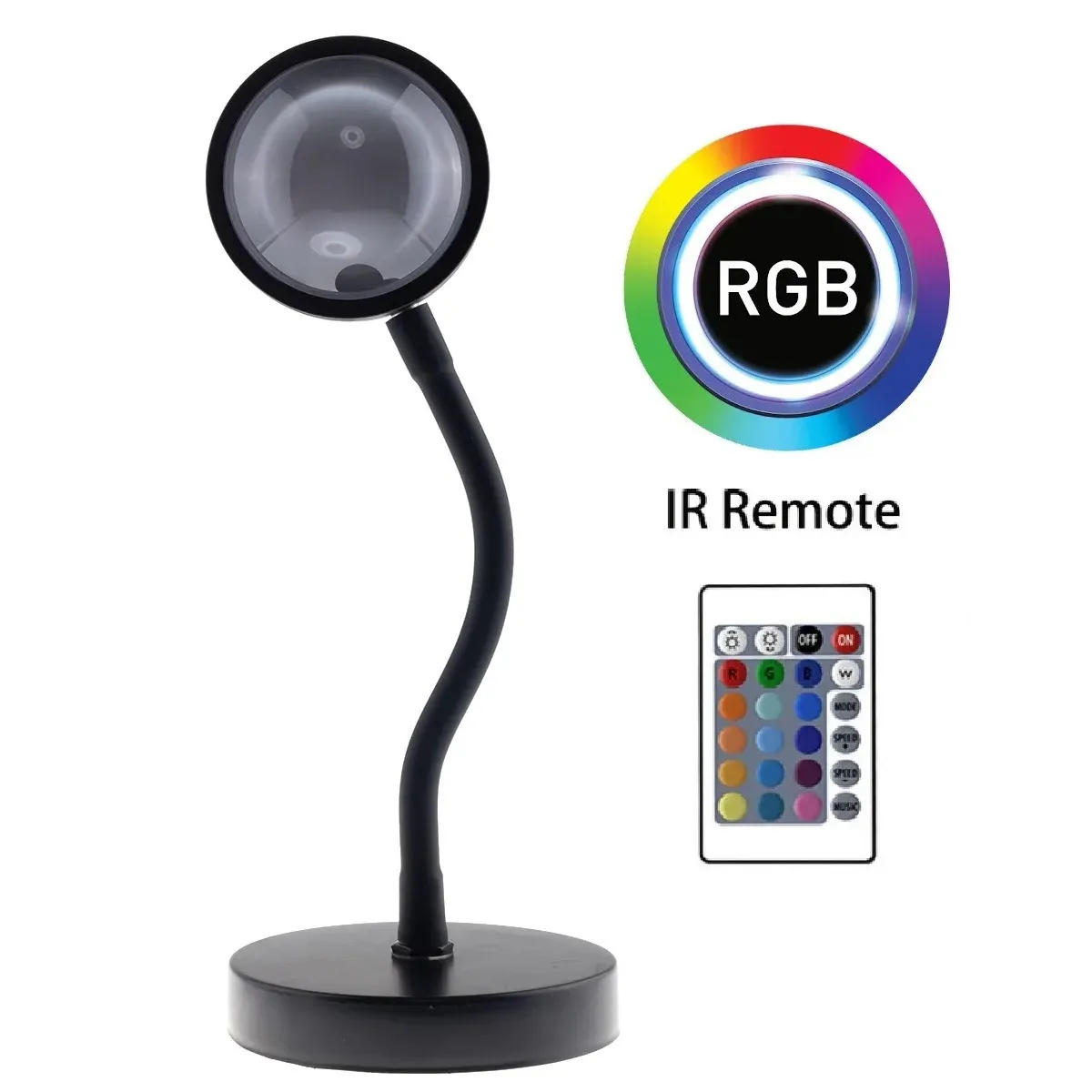 фото Лампа луна с пультом sunset lamp rgb, гибкий металлический штатив, 4 цвета, usb nobrand