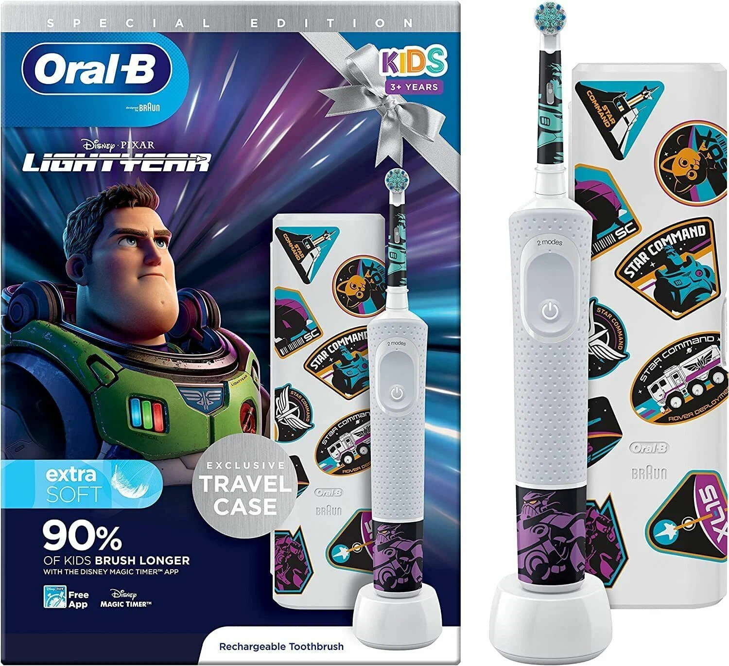 Электрическая зубная щетка Oral-B Vitality Kids Lightyear D100.413.2KX UK белая, голубая