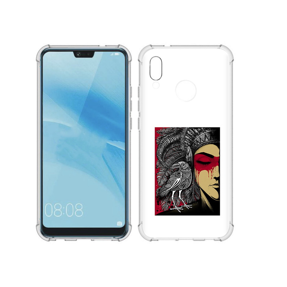 

Чехол MyPads Tocco для Huawei P20 Lite девушка с вороном в абстракции (PT130405.51.311), Прозрачный, Tocco