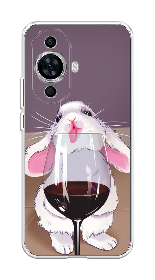 

Чехол на Huawei Nova 11 "Кролик с бокалом", Белый;розовый;красный, 6121250-1