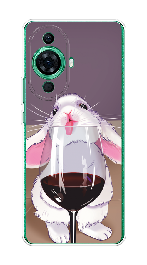 

Чехол на Huawei Nova 11 Pro "Кролик с бокалом", Белый;розовый;красный, 6121350-1