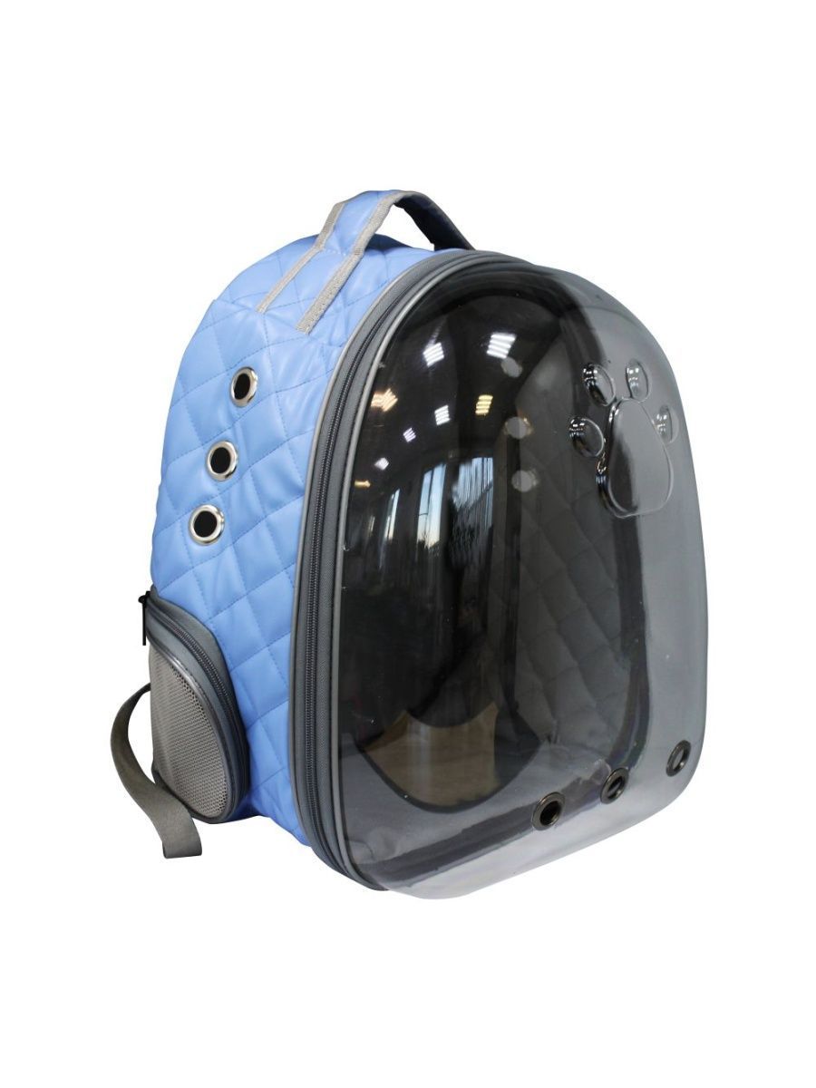 Рюкзак-переноска для животных N1, на колесах, голубая, искусственная кожа, 28х33х41 см