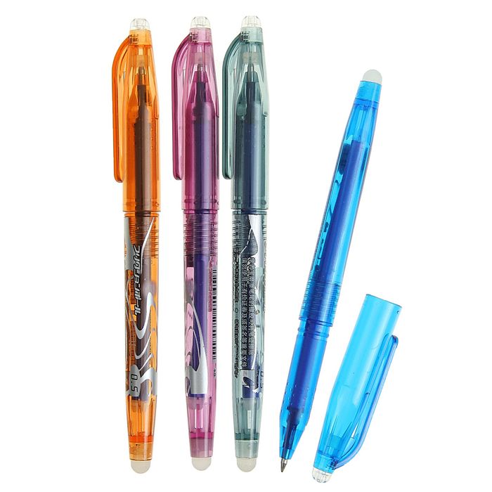 Ручка шариковая со стираемыми чернилами, линия 0,5 мм, стержень синий, корпус МИКС (штрихк