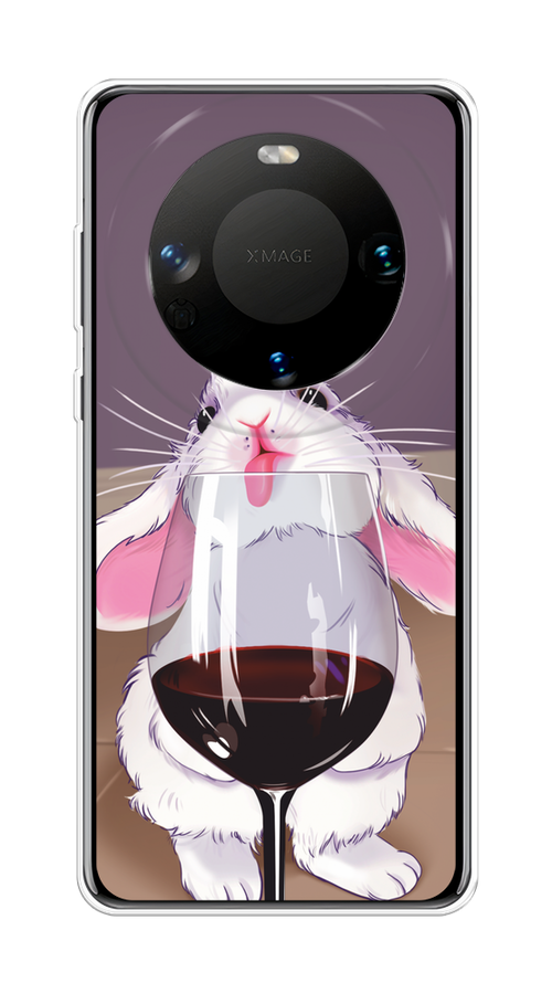 

Чехол на Huawei Mate 60 "Кролик с бокалом", Белый;розовый;красный, 6122150-1
