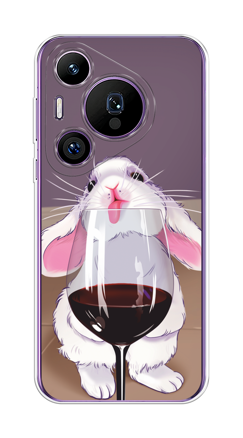 

Чехол на Huawei Pura 70 Pro/70 Pro Plus "Кролик с бокалом", Белый;розовый;красный, 6124150-1