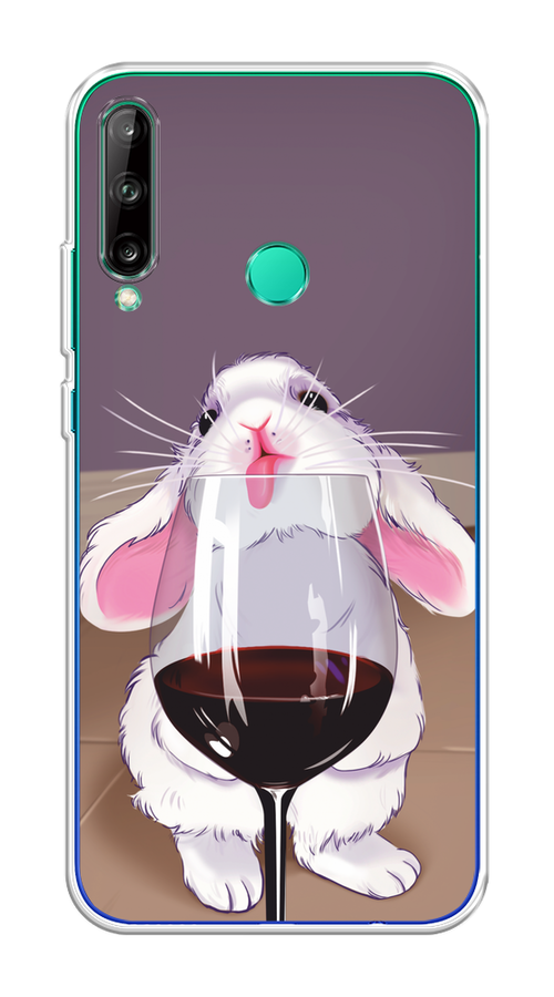 

Чехол на Honor 9C, Huawei P40 Lite E/Y7p "Кролик с бокалом", Белый;розовый;красный, 612550-1