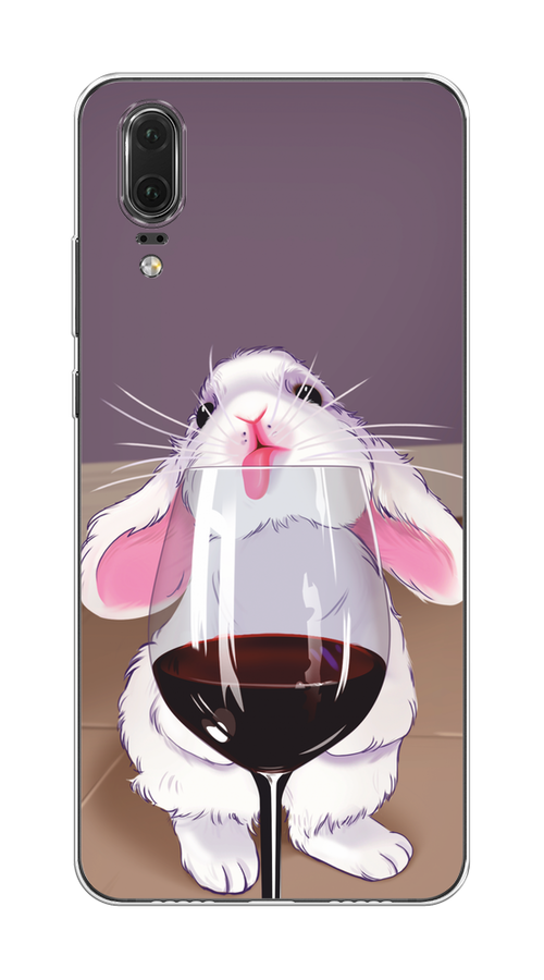 

Чехол на Huawei P20 "Кролик с бокалом", Белый;розовый;красный, 64350-1