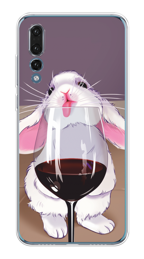 

Чехол на Huawei P20 Pro "Кролик с бокалом", Белый;розовый;красный, 65050-1