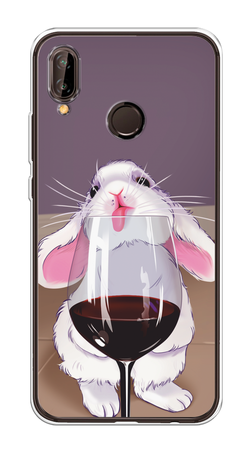 

Чехол на Huawei Nova 3 "Кролик с бокалом", Белый;розовый;красный, 66150-1