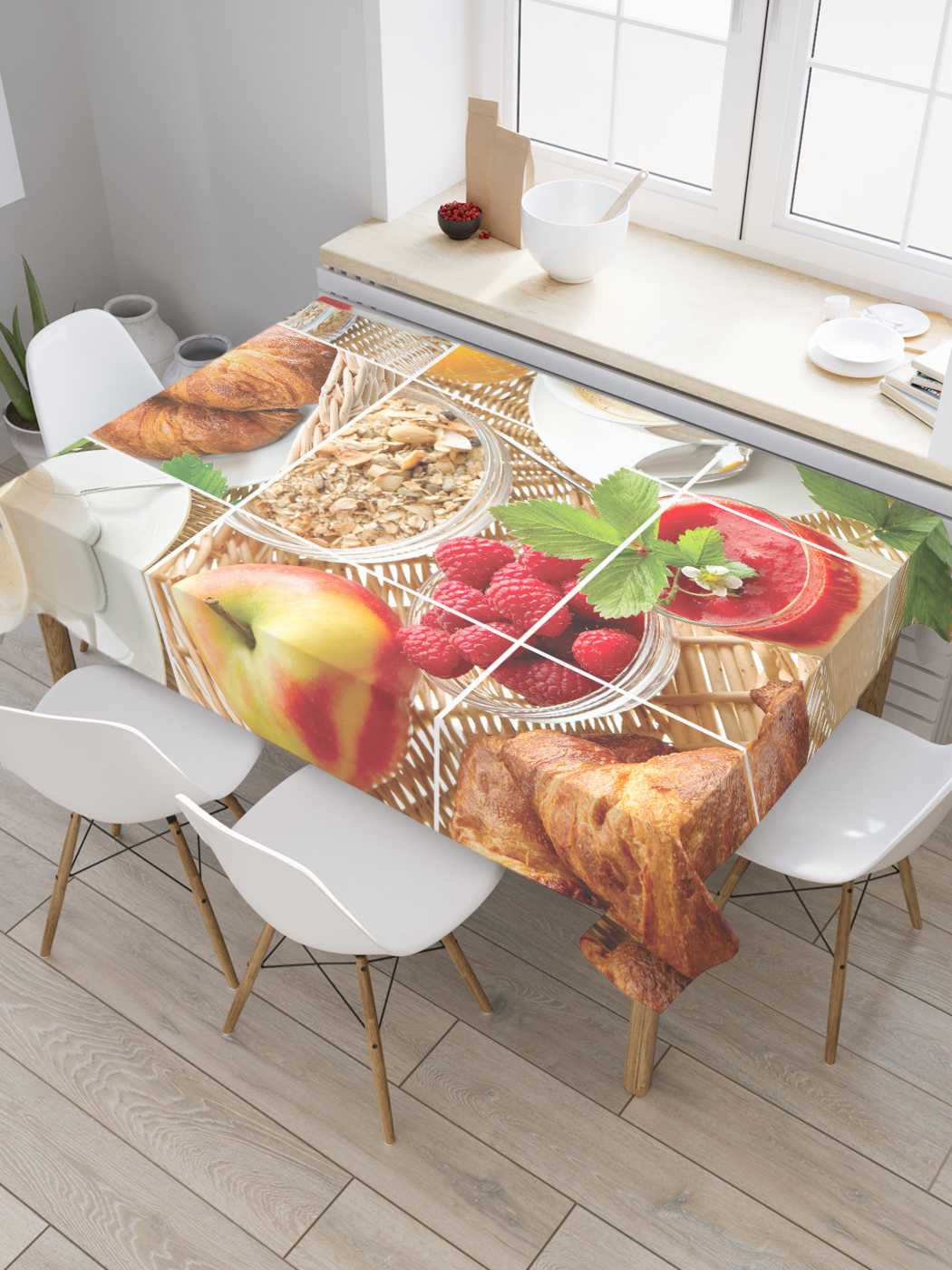 

Скатерть прямоугольная JoyArty "Утренний завтрак" из оксфорда, 180x145 см, Коричневый, Утренний завтрак