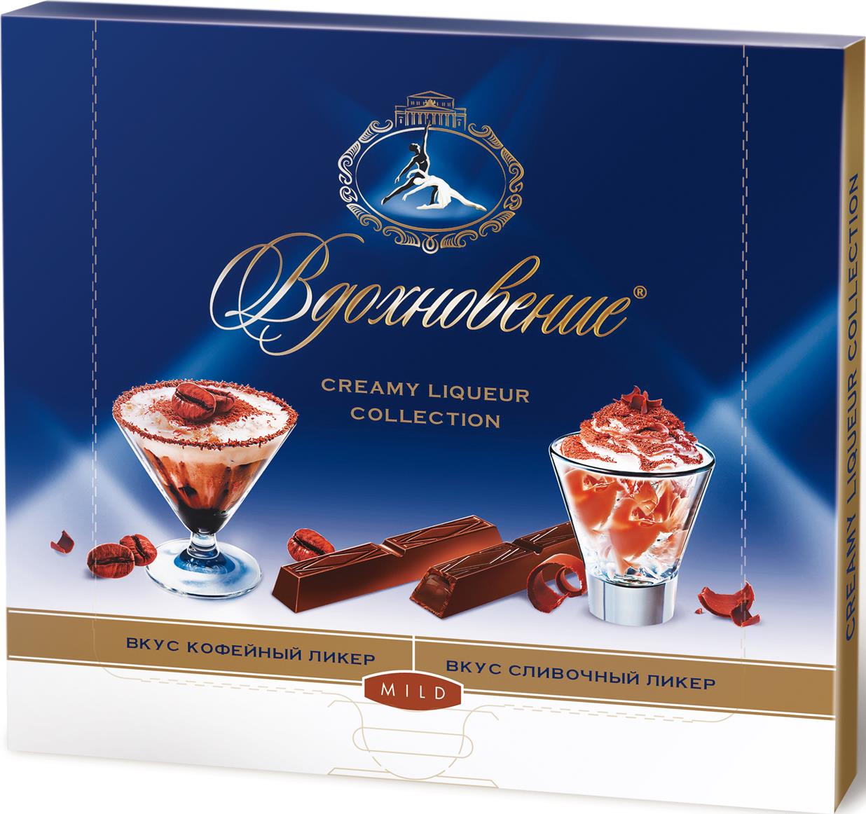 

Шоколад Вдохновение Creamy Liqueur Collection темный с кофейным и сливочным ликером 180 г
