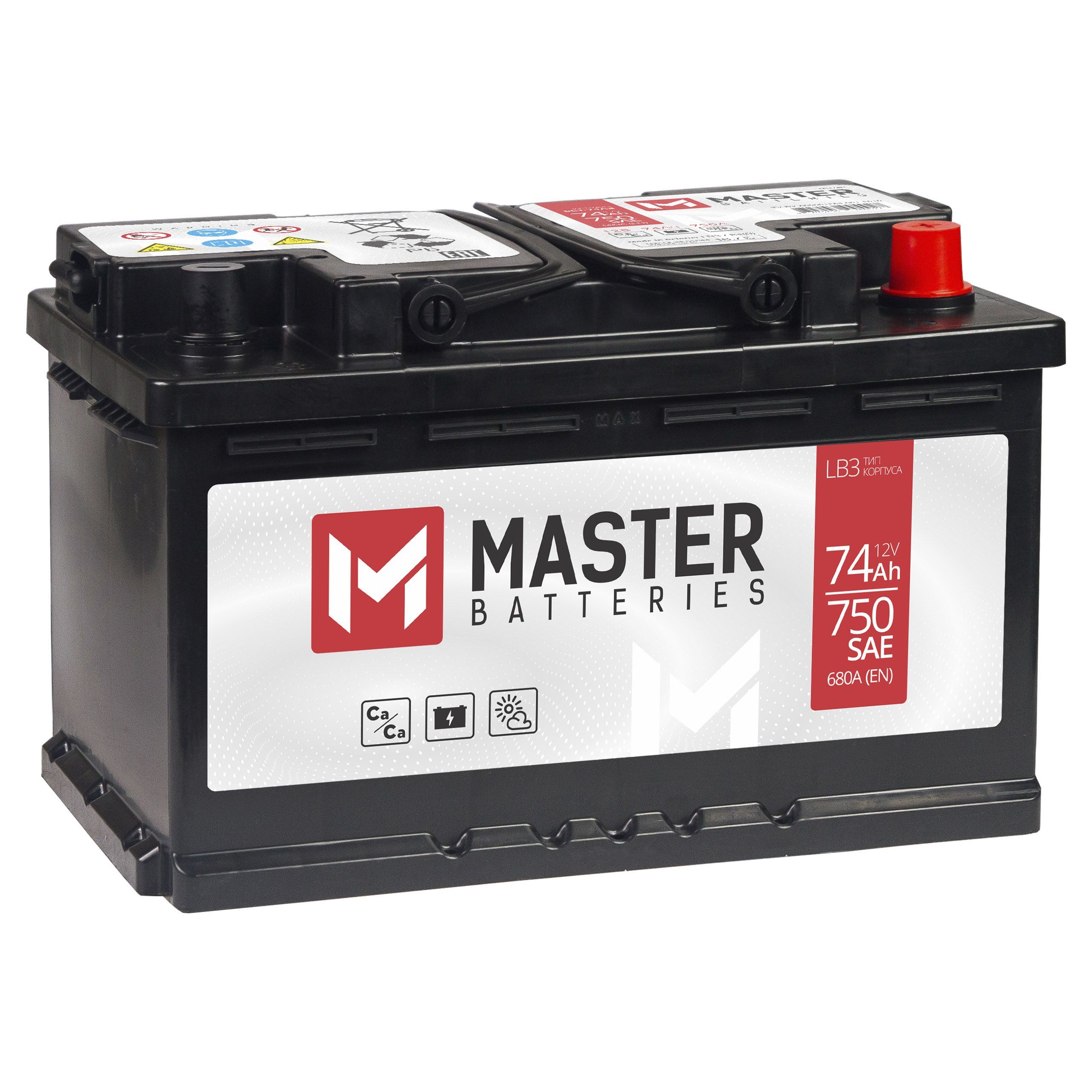 

Аккумулятор автомобильный MASTER BATTERIES 74 Ач 680 А обратная полярность MB740, Master Batteries