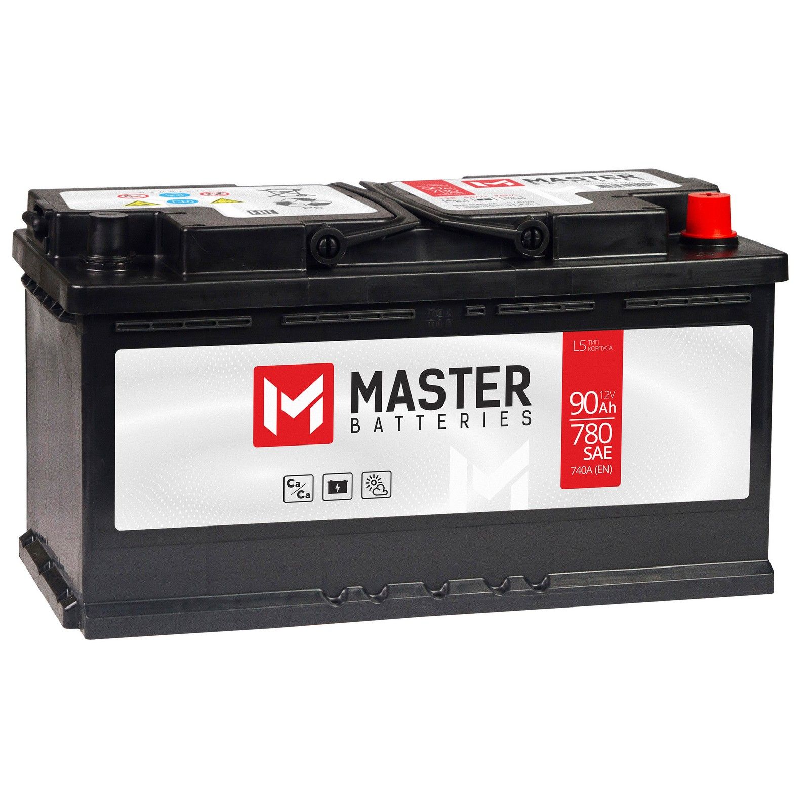 Аккумулятор автомобильный MASTER BATTERIES 90 Ач 740 А обратная полярность MB900